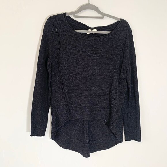 Anthro Moth dark heather gray lace knit detail wool alpaca blend sweater - Picture 1 of 9